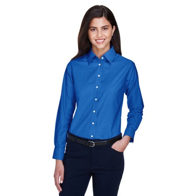 Harriton Ladies' Long-Sleeve Oxford with Stain-Release