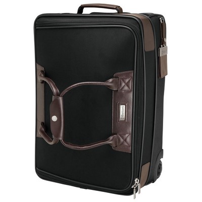 Terni Brown Leather/Black Twill Nylon Trolley Bag