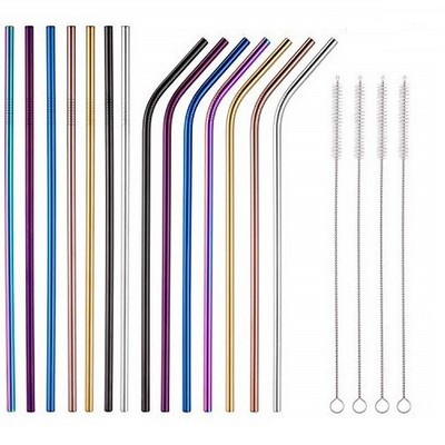 Single Stainless Stainless Steel Straw - Bent (6mm) - COLORED