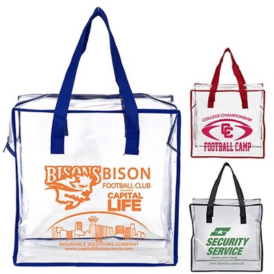 "Arete" Clear Vinyl Stadium Compliant Tote Bag w/Zipper (Overseas)