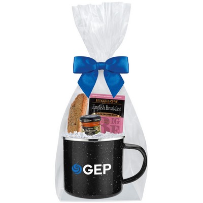 Promo Revolution - 16 Oz. Specked Camping Mug Gift Set w/Biscotti, Tea Bag & Honey