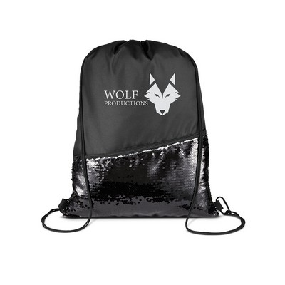 Prime Line Sequin Drawstring Backpack