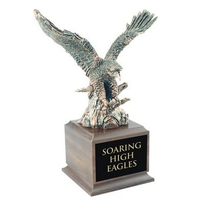 Bronze Eagle Award w/Cherry Finish Square Wood Base