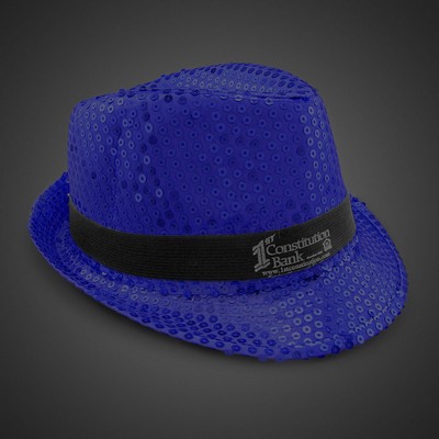 Blue Sequin Fedora Hat