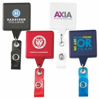 Jumbo Square Retractable Badge Reel w/belt Clip