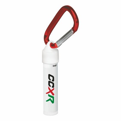 Economy Lip Balm In White Tube W/ Carabiner