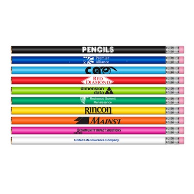 #2 HB Lead Pencil w/Classic Barrel Colors & Pink Eraser