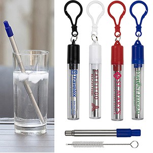 "Eco-Collapsible Straw" 8" Reusable Stainless Steel Straw (Overseas)