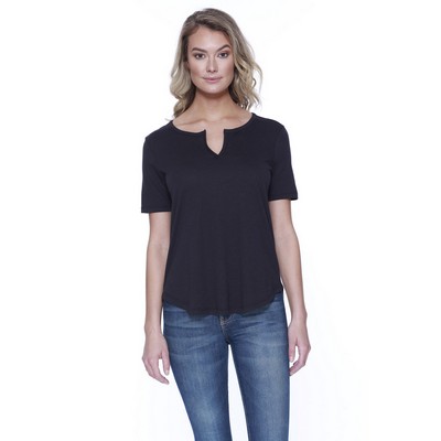 STAR TEE Ladies' CVC Slit V-Neck T-Shirt