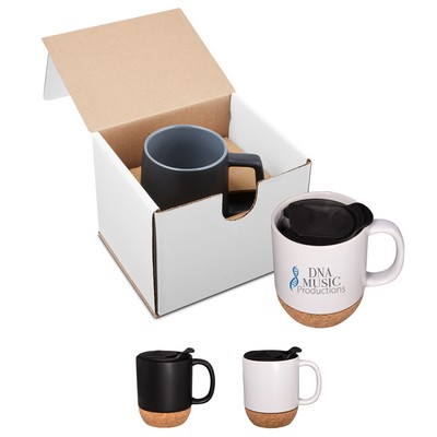 14 Oz. Ceramic Mug w/Cork Base in Individual Mailer