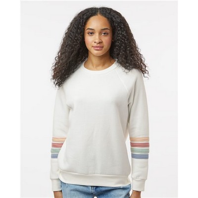 MV Sport® Women's Striped Sleeves Crewneck Sweatshirt