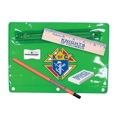 Premium Translucent School Kit w/Pencil, 6" Ruler, Eraser & Sharpener (Full Color Digital)