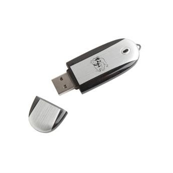 256 MB Oval USB Flash Drive w/Key Chain