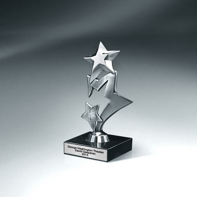 Silver Cascade Metal Stars on Genuine Italian Marble Base - Small