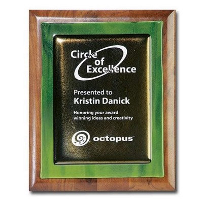 Metallic Fusion Plaque - Green/Walnut 9"x12"