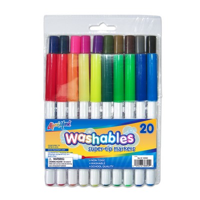 Set of 20 Washable Super Tip Markers - Assorted Colors