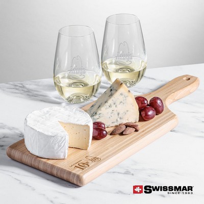 Swissmar® Bamboo Board & 2 Boston Stemless Wine