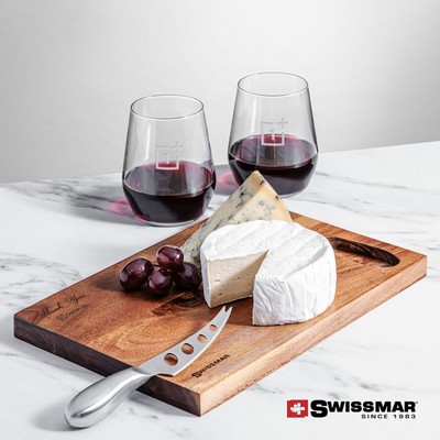 Swissmar® Acacia Board & 2 Germain Stemless Wine