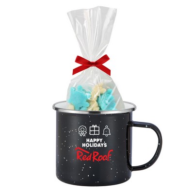 Promo Revolution - 16 Oz. Specked Camping Mug Gift Set w/ Gummy Snowflakes