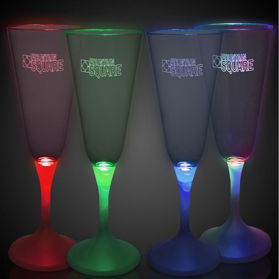 7 1/2 Oz. Laser Engraved Light-Up Champagne Flute w/White Base