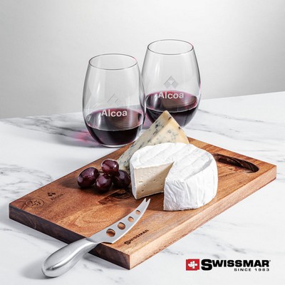 Swissmar® Acacia Board & 2 Carlita Stemless Wine