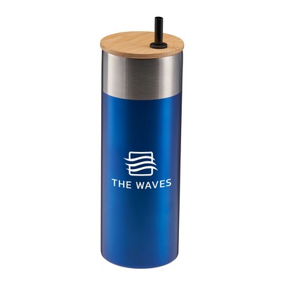 20 Oz. Stainless Steel Tumbler w/Bamboo Lid & Straw