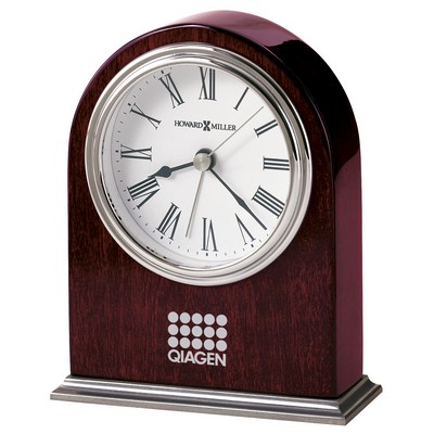 Howard Miller Walker Rosewood Arch Alarm Clock w/Nickel Finish Base