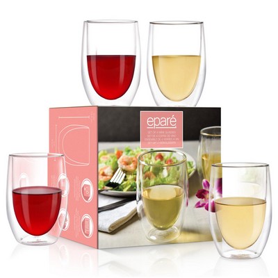 Double-Wall Wine Glasses (4) 13oz Eparé