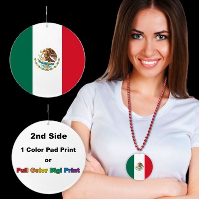 2 1/2" 2nd Side Pad Printed Mexican Flag Plastic Medallion