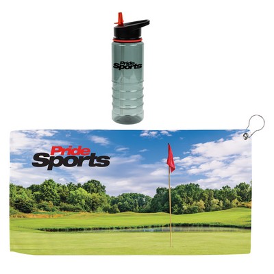 Hole in One 25 Oz. Tritan Sports Bottle & Golf Towel Gift Set