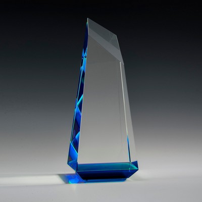 9" Lumen Crystal Award w/Blue Accent