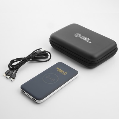 8,000mAh wireless charger Power Bank with 3-in-1 Cable Gift Set