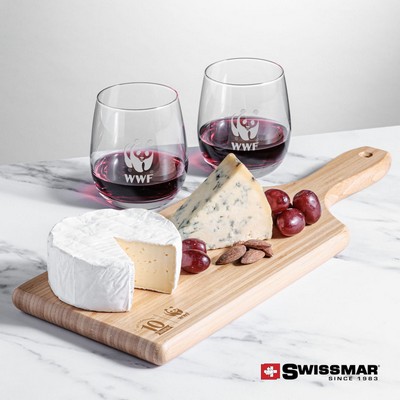 Swissmar® Bamboo Board & 2 Crestview Stemless Wine