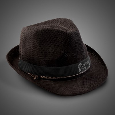 Black Funky Fedora w/Silk Screened Black Band