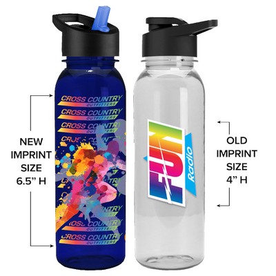 24 Oz. Transparent Sports Bottle w/Flip Straw - Digital Imprint