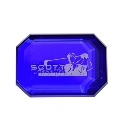 Crystal Paperweight Sapphire 4x4