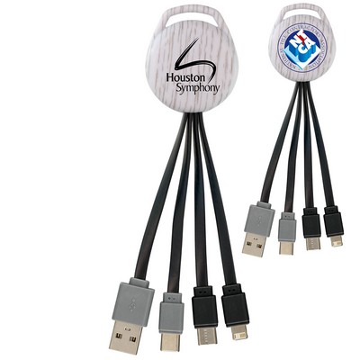 White Wood Vivid Dual Input 3-in-1 Charging Cable