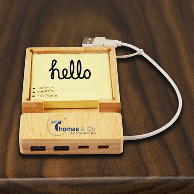 Bamboo USB Hub/Phone Holder/Small Post It Holder