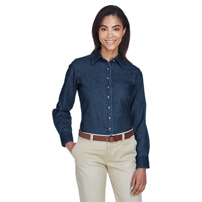 Harriton Ladies' Long-Sleeve Denim Shirt