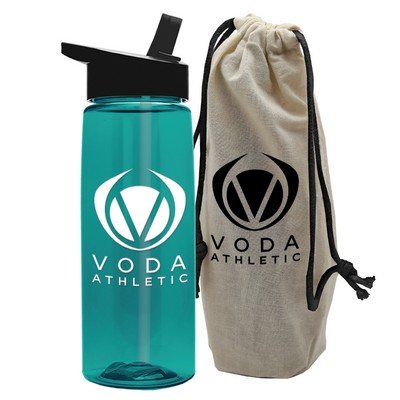 26 Oz. Transparent Flair Bottle In A Cotton Tote