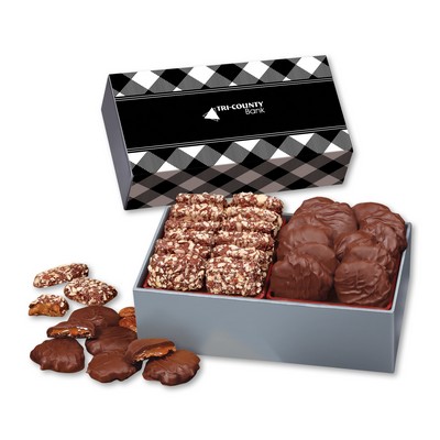 Black Plaid Gift Box w/Toffee & Pecan Clusters