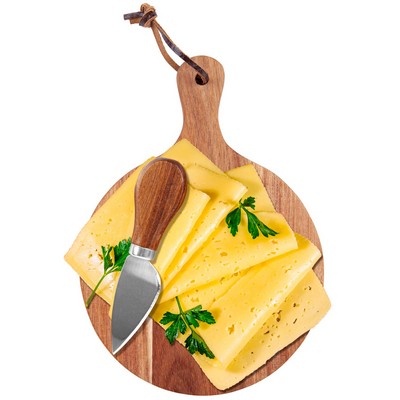 Mini Round Cheese Board & Knife Set (Factory Direct - 10-12 Weeks Ocean)