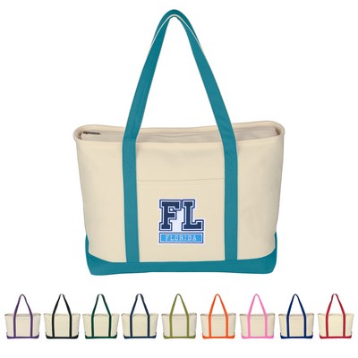 Large Starboard Cotton Canvas Tote Bag With Tackle Twill Patch