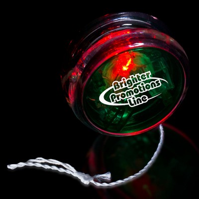 2" Pad Printed Light-Up Green & Clear Yo-Yo w/Red LED