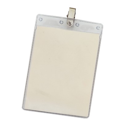 Large Vertical Vinyl Pouch W/ Bulldog Clip - 7"X4 5/16"