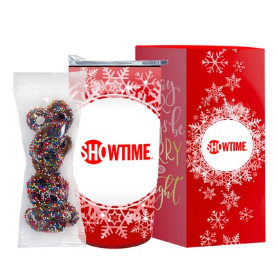 Promo Revolution - 20 Oz. Straight Tumbler W/ Plastic Liner Holiday Greetings Gift Set