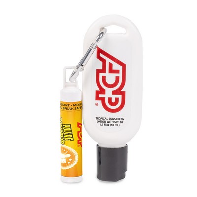 Sunscreen and Lip Balm Combo on Carabiner