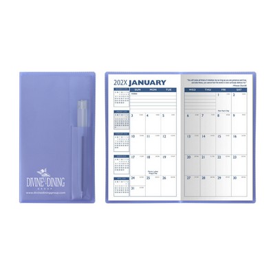 Translucent Vinyl Cover Monthly Planner with Flat Matching Pen