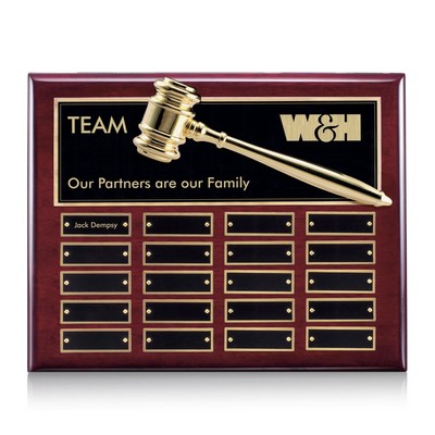 Gavel Perpetual Plaque - Rosewood 20 Plate