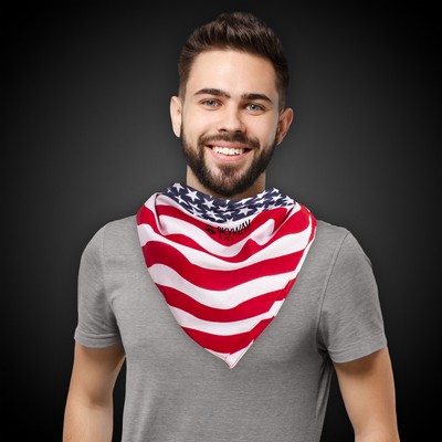 22" Stars & Stripes Silk Screened Cotton Bandana